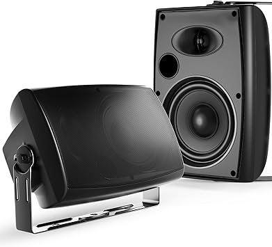 STUDIOFINIX 6.5-Inch 400W Outdoor Bluetooth Speakers Waterproof Wired, Wall-Mount Waterproof Speaker System for Patio, Home, Poolside, Deck, Backyard (Pair,Black)