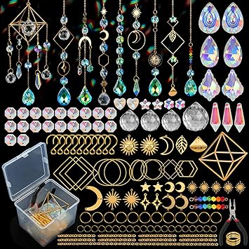 DIY Suncatchers, 400 pcs Sun Catchers Making Supplies Kit Art and Crafts for Adults Prism Hanging Decorative Suncatcher with Crystals Rainbow Maker for Indoor Windows Office Home Decor