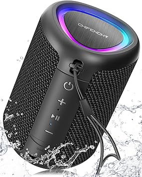 Portable Bluetooth Speaker Beach Essentials: Powerful Crystal Clear Sound/Dynamic Light/IPX5 Waterproof/All Day Playtime/Wireless BT 5.3/TWS Paring, Dad Gifts, Outdoor|Travel|Camping|Pool Accessories