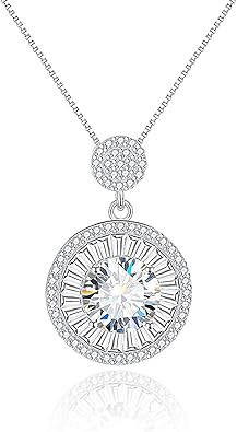 14K Gold 2ct/5ct VVS1 Diamond Necklace with Round Pendant, Women's Collarbone Adornment, Exquisite and Timeless Jewelry Piece, Stunning Present for Your Girlfriend