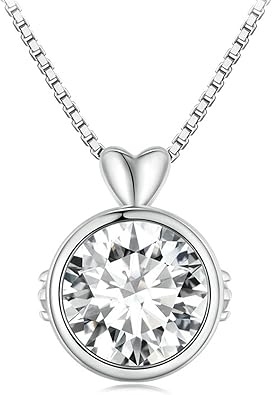 14K Gold Lovely 1ct VVS2 D-Color Round Cut Diamond Pendant Necklace for Women with 19.69 in Chain, Cute and Sweet Women's Jewelry Piece for Valentines Day (14K)