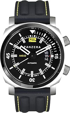 Panzera Aquamarine 45D Stainless Steel Divers Watch - 300m Analog Water Resistant Watch - Automatic Wrist Watches for Men - Designed & Assembled in Australia