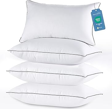 JOLLYVOGUE King Size Pillows Set of 4 for Sleeping, Soft and Supportive Bed Pillows with Down Alternative Filling for Side and Back Sleepers, Hotel Collection