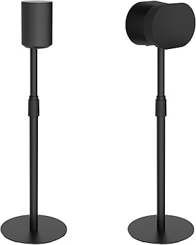PEGZONE 26.9"-42.6" Height Adjustable Speaker Stands Compatible with SONOS Era 300 and Era 100, Floor Stands with Cable Management, Speaker Mount, Black, 2 Pack (Pair)