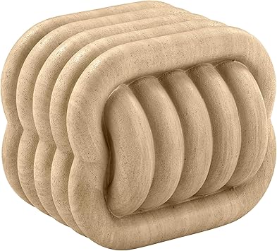 Tov Furniture Love Knot Faux Travertine Indoor/Outdoor Accent Stool