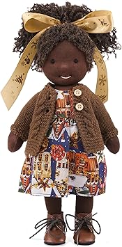 BlissfulPixie Handmade Birthday Present for Girl Waldorf Black Doll Collect Rag Doll with Exquisite Box-Jola 12"