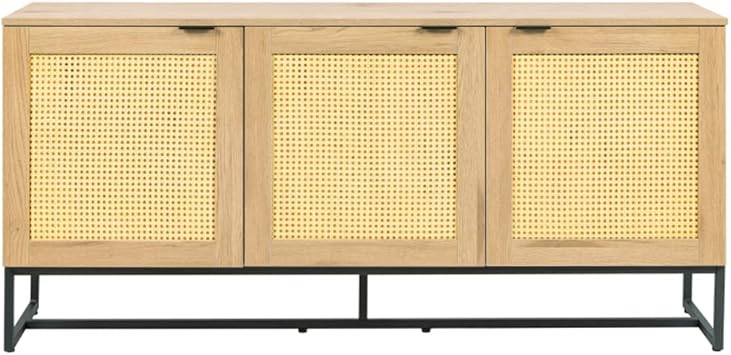 Utensil Cabinet Storage 63 Inch with 3 Doors, Wood MDF Console Table Kitchen Dining Room Storage (D As Shown)