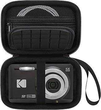 Elonbo Camera Carrying Case for KODAK PIXPRO FZ55 / FZ53 / FZ45 / FZ43 16MP Digital Camera, Vlogging Camera Storage Holder Travel Bag, ​Mesh Bag Fits Batteries, Cable, Memory Card, Card Reader, Black