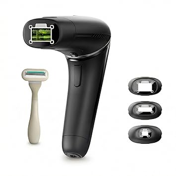 Silk'n 7 IPL Hair Removal Device for Women and Men, FDA-Cleared Permanent Hair Reduction at Home, 360° Rotating Head, Galvanic + IPL Technology, 3 Smart Attachments, Skin Tone Sensor, Painless, Black