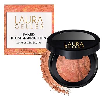 LAURA GELLER NEW YORK Baked Blush-n-Brighten for Mature Skin - 10 Beachy Horizon - Powder Blush Won't Settle into Fine Lines - Buildable Natural Finish – Longlasting Formula - Made in Italy​