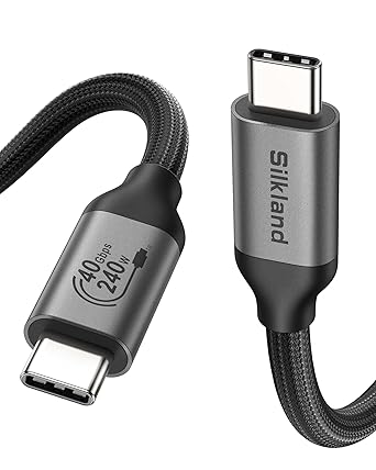 Silkland USB 4 for Thunderbolt 4 Cable 4FT, 40Gbps Data Sync, 8K/6K@60Hz, 240W Charging [USB-IF Certified],Braided USB C to USB C Data Cable Compatible for MacBook, iPhone 17, Mac mini, SSD, Docking
