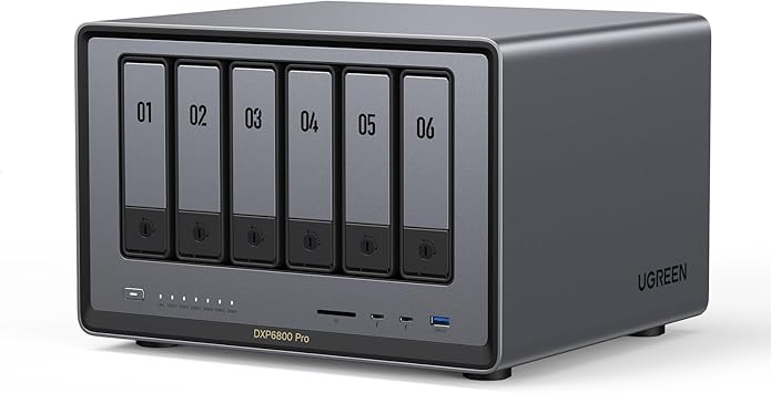 UGREEN NAS DXP6800 Pro 6-Bay Desktop NAS, Intel i5 1235u 10-Core CPU, 8GB DDR5 RAM, Built-in 128G SSD for System, 2X 10GbE, 2XM.2 NVMe Slots, 8K HDMI, 2XTBT4, Network Attached Storage (Diskless)