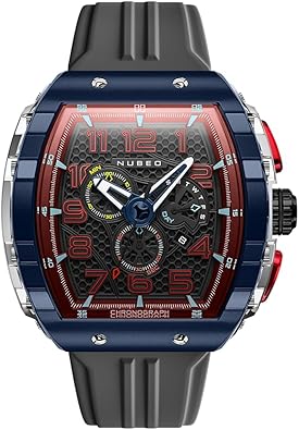 Nubeo Men's 49mm Magellan Retrograde Chrongoraph Watch with Rubber Strap NB-6088