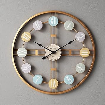 Metal Wall Clock Retro Wall Watch Silent Digital Clock Room Decor Design Home Decor Accessories (Color : Gray, Size : 50x50cm)