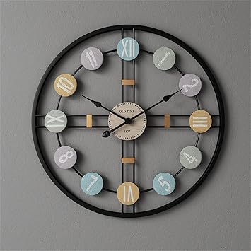 Metal Wall Clock Retro Wall Watch Silent Digital Clock Room Decor Design Home Decor Accessories (Color : D, Size : 50x50cm)