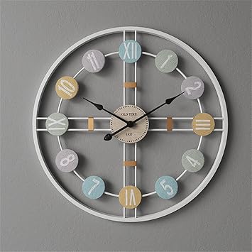 Metal Wall Clock Retro Wall Watch Silent Digital Clock Room Decor Design Home Decor Accessories (Color : OneColor, Size : 40x40cm)