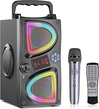 SUPNIU Bluetooth Speaker, 60W(Peak) Wireless Portable Small Home Party Speakers with Double Subwoofer Deep Bass, FM Radio, Lights, Remote, 80dB Loud Stereo Sound Boombox for Outdoor Camping Gifts