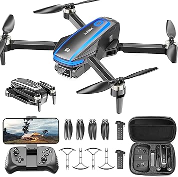 Drones with Camera for Adults 4K Brushless Motor Drone for Kids Beginners, FPV Foldable RC Quadcopter with Propeller Guards, 2 Batteries, 1500mAh, 130° Lens, WiFi, Voice Control, Gesture Photography, 