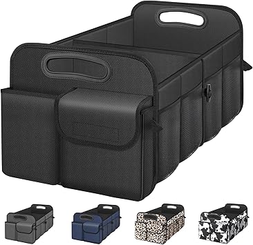 Femuar Car Trunk Organizer with Large Capacity Waterproof Car Accessories for Women & Men, Collapsible Trunk Organizer for Suv/Jeep/Sedan,Tools (Black, Standard)