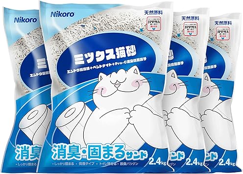 NIKORO Tofu Cat Litter,Strong Clumping Cat Litters,Odor Control and Unscented Ultra Absorbent Water Flushable Tofu Cat Litter,Dust Free Scent Free,21 lbs(5.29 lbs×4Bags)