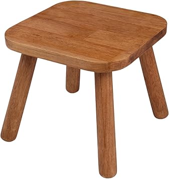 Solid Wood Step Stool，Wooden Plant Stool, Wood Plant Stand, Round Footstool, Removable Portable, Small Short Shoe Changing Stool (Walnut, 9.3inch)