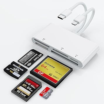 XD Card Reader, SD Card Reader for iPhone, Memory Stick Pro Duo Adapter for iPhone, 5 in 2 SD/CF/XD/TF/MS Card Reader OTG Adapter Hub for iPhone/iPad/MacBook/Samsung/Windows/Android/Chrome OS