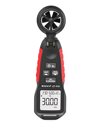 Handheld Anemometer with Temp & Humidity Sensor, 9999 Reading Data Hold, 5/s Sampling Rate, Large Backlit, 0-12 Wind Level Meter for Outdoor Sports Wind Speed Measuring