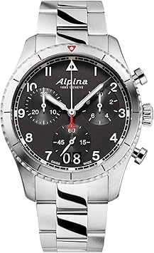 Alpina Men's Startimer Chronograph Big Date Swiss Quartz Stainless Steel Sapphire Crystal Watch, 41mm