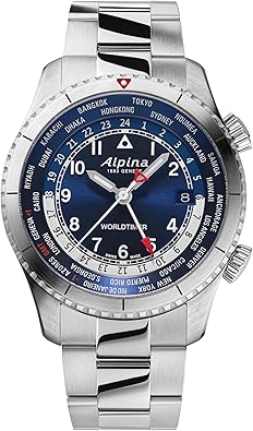 Alpina Men's Swiss Startimer Worldtimer Quartz Watch, Stainless Steel, GMT, Sapphire Crystal
