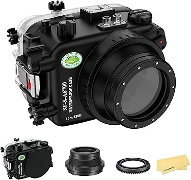 Seafrogs Underwater Housing for Sony a6700 with FL28 Flat Port, [40M/130FT] Waterproof Scuba Housing Case for Sony ILCE-6700 with FE E10-18mm F/4 OSS, FE 28-60 mm F4-5,6
