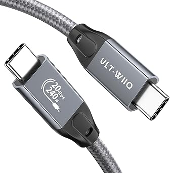 ULT-WIIQ 3.3FT Nylon Braided USB C to USB C 3.2 Gen 2 x 2 Video Cable for Monitor, 8K@30Hz 4K@144Hz/60Hz Display Cable, 20Gbps Data Transfer, PD 3.1 Supports 240W Fast Charging, for Laptop, PC, SSD…