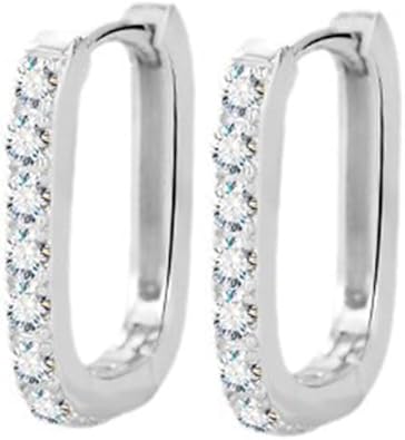 14K Rose Gold D-Color VVS1 Diamond Geometric Hinged Hoop Earrings for Women, Ideal for Valentine's Day or Women's Day Gift