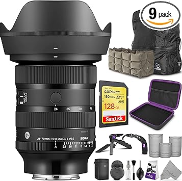 Sigma 24-70mm f/2.8 DG DN II Art Lens for Sony E Mount with Altura Photo Advanced Accessory and Travel Bundle