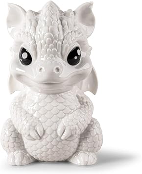 LLADRÓ Porcelain Figure Baby Dragon from The Baby Animals Collection. Decorative Figure Representing One of The 12 Signs of The Chinese Zodiac in Glossy White Porcelain