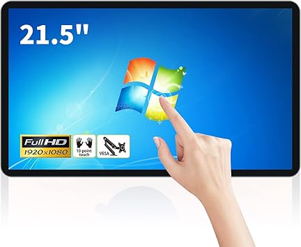 21.5 inch Touch Screen Industrial PC, i7, 8GB RAM, 512G ROM, 16:9 FHD 1080P, Win-11 Pro, Smart Board for Classroom, Meeting & Game, USB, VGA & HD-MI Monitor