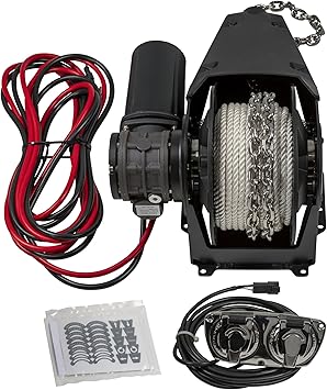 Lewmar Venta Pontoon Anchor Winch, 220 lb. Load Capacity, 92' 3-Strand Rope, 6' Setting Chain, IP66 Rated 400w Motor, Slackline Sensor Cut Off Switch, 88 lb. Ground Tackle, 12V Supply - 69001139