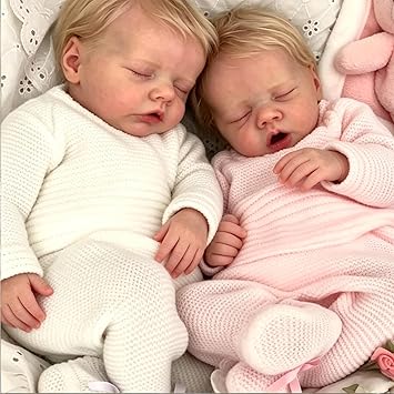 Anano Reborn Baby Dolls Twins Boy and Girl, 18Inch Realistic Baby Dolls Silicone Full Body, Full Silicone Babys Doll, Newborn Real Life Babys Doll Reborn Twin with Accessories
