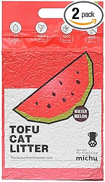 Michu Tofu Cat Litter Natural Clumping Tofu Cat Litter, Fast Clumping and Easily Scoop-able 5.5lb/88oz 5 Scents - Watermelon, 2 Pack