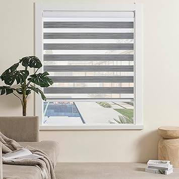 Cordless Zebra Blinds Window Blind Zebra Shade Blinds for Windows Roller Sheer Shades Privacy Light Filtering Shades for Home Kitchen Bathroom (Width 34'' X Height 72'' Grey)
