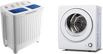 Giantex 12lbs 8lbs Twin Tub Mini Washer and Euhomy 850W 1.5cu ft Portable Electric Dryer Bundle