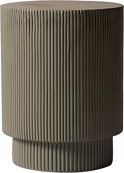 LeisureMod Modern Side Table Round Fiberstone Top Accent End Table for Home, Outdoor Patio, Living Room Sofa, Weather-Resistant, Eden Series in Grey