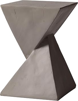 LeisureMod Modern Side Table Square Fiberstone Accent End Stool for Home Outdoor Patio Table Living Room Night Stand, Weather-Resistant, Glint in Grey