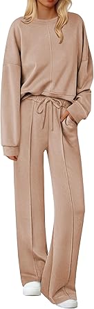 Ekouaer Pajama Sets for Women 2 Piece Lounge Sets Long Sleeve Sleepwear Top and Pants Cozy Pjs Loungewear with Pockets S-XXL
