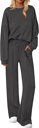 Ekouaer Pajama Sets for Women 2 Piece Lounge Sets Long Sleeve Sleepwear Top and Pants Cozy Pjs Loungewear with Pockets S-XXL