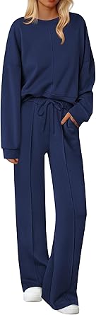 Ekouaer Pajama Sets for Women 2 Piece Lounge Sets Long Sleeve Sleepwear Top and Pants Cozy Pjs Loungewear with Pockets S-XXL