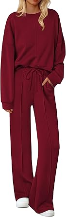 Ekouaer Pajama Sets for Women 2 Piece Lounge Sets Long Sleeve Sleepwear Top and Pants Cozy Pjs Loungewear with Pockets S-XXL