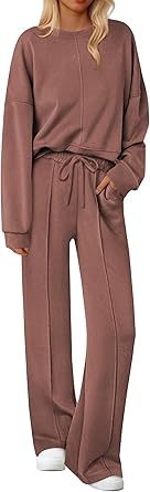 Ekouaer Pajama Sets for Women 2 Piece Lounge Sets Long Sleeve Sleepwear Top and Pants Cozy Pjs Loungewear with Pockets S-XXL