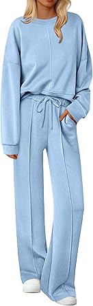 Ekouaer Pajama Sets for Women 2 Piece Lounge Sets Long Sleeve Sleepwear Top and Pants Cozy Pjs Loungewear with Pockets S-XXL