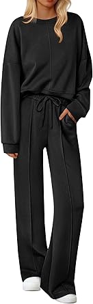 Ekouaer Pajama Sets for Women 2 Piece Lounge Sets Long Sleeve Sleepwear Top and Pants Cozy Pjs Loungewear with Pockets S-XXL