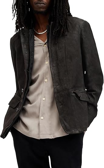 Allsaints Mens Survey Leather Blazer